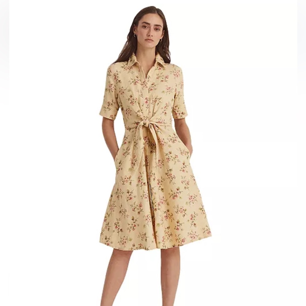 Lauren Ralph Lauren floral flare shirt linen dress